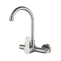 Double hole wall hot and cold faucet