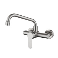 Double hole wall hot and cold faucet