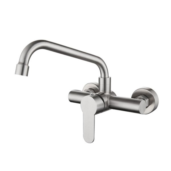 Double hole wall hot and cold faucet