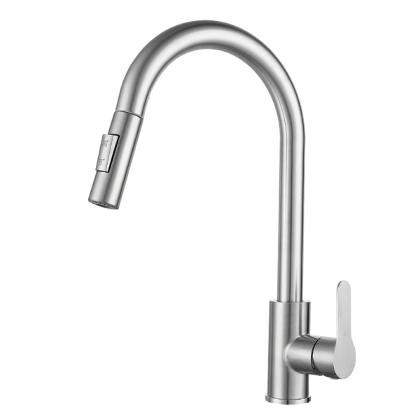 Pull kitchen faucet hot and cold