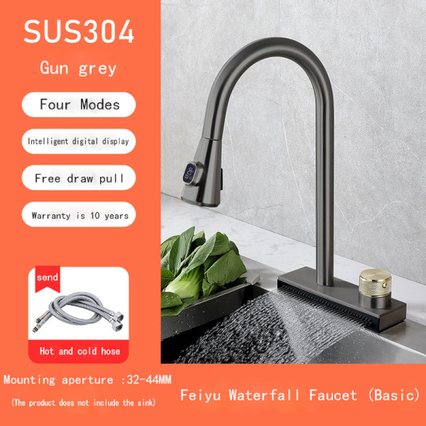 Pull type rain waterfall single hole faucet