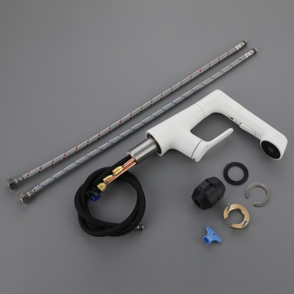 Rotary pull basin faucet