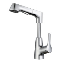 Rotary pull basin faucet