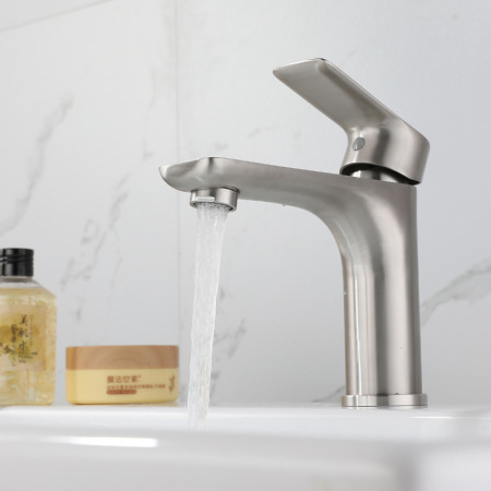 Single hole basin faucet hot and cold