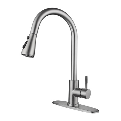 Stainless steel kitchen pull faucet