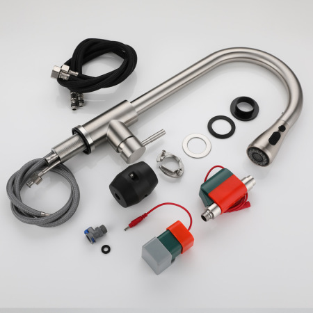 Stretchable faucet in induction kitchen