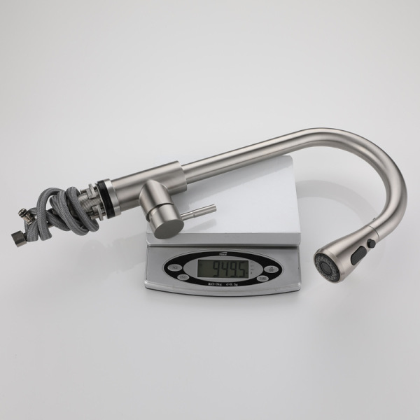 Stretchable faucet in induction kitchen